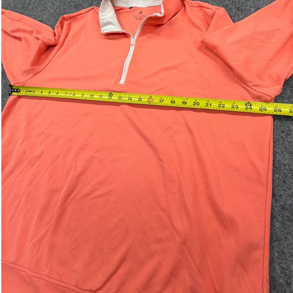 Adidas Mens Quarter Zip Pullover Orange Golf Sweatshirt 2XL Sustainable Logo - Picture 7 of 7